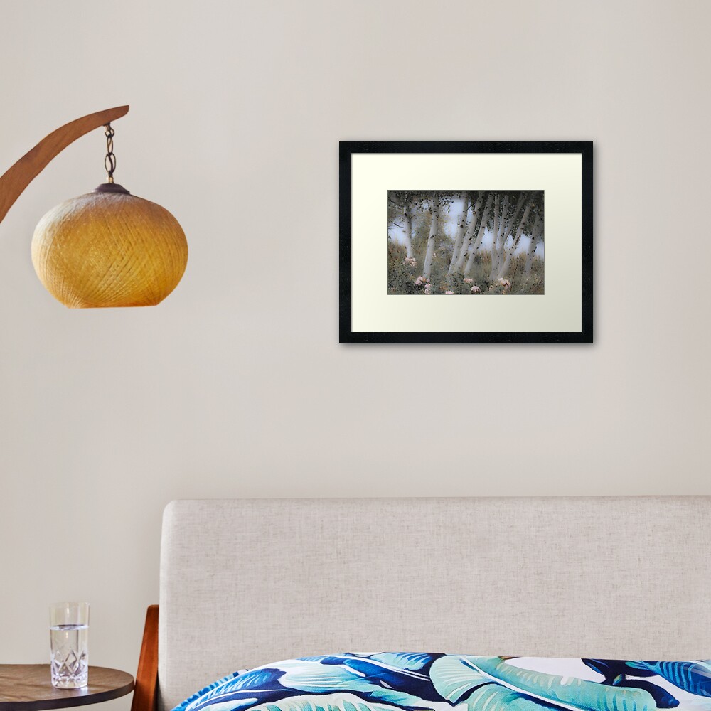 Rose and Birch Framed Art Print