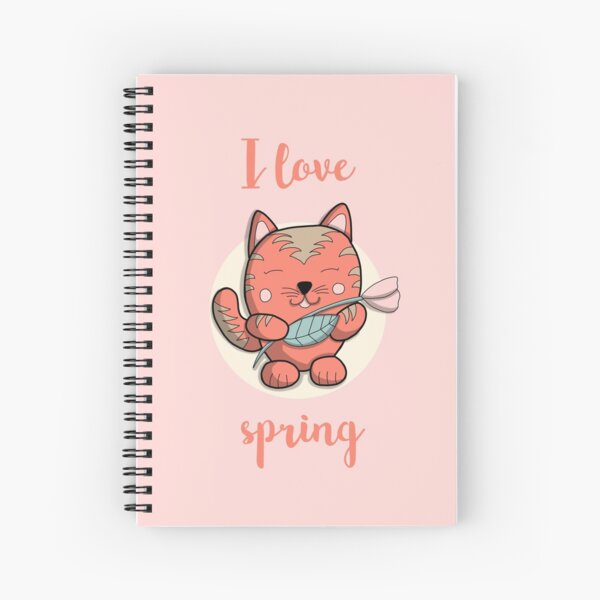 I love spring - Chat doodle Cahier à spirale