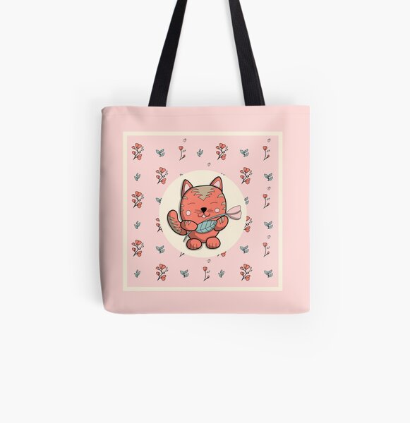 Le chat du printemps Tote bag doublé