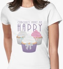 Cupcakes Make Me Happy Women's Fitted T-Shirt