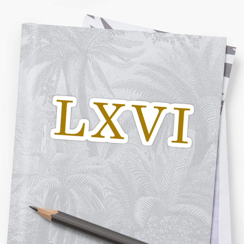 number-66-roman-numeral-lxvi-roman-numbers-sticker-by-piordesign