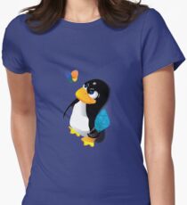What are you doing, Tux? Women's Fitted T-Shirt
