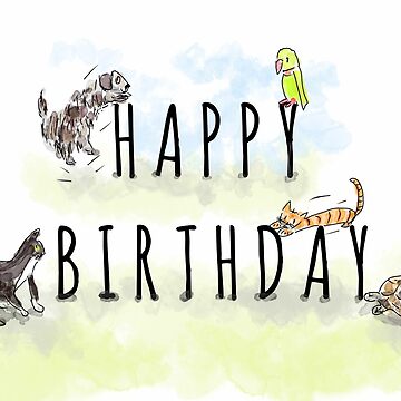 Artwork thumbnail, Cute Happy Birthday Animals and Pets Illustration by ClareWalkerArt