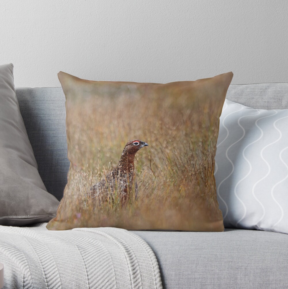Red grouse Throw Pillow