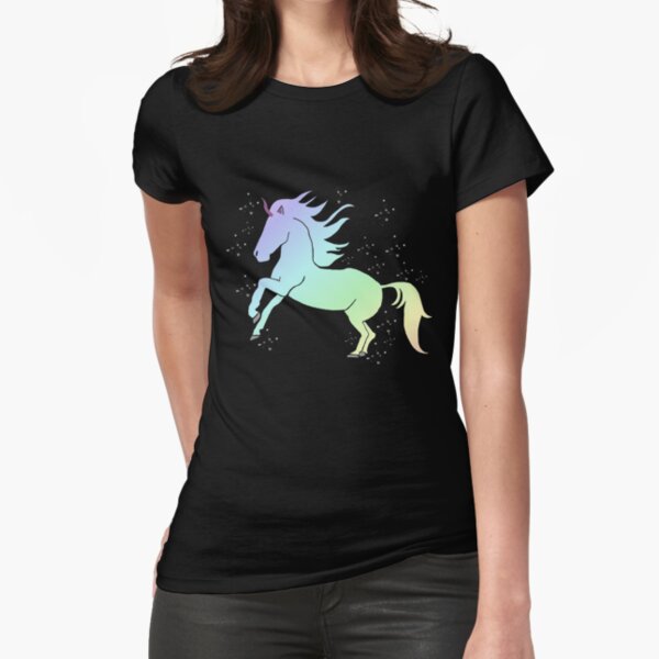 Rainbow Unicorn in a Starry Sky Fitted T-Shirt