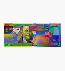 Pop-Art Colorized One Hundred US Dollar Bill Photographic Print