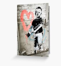 Banksy Boy with Painted Heart Greeting Card