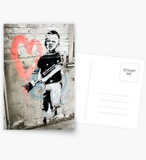 Banksy Boy with Painted Heart Postcards