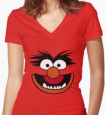 Animal Muppet (Orange Lips&Nose) Women's Fitted V-Neck T-Shirt