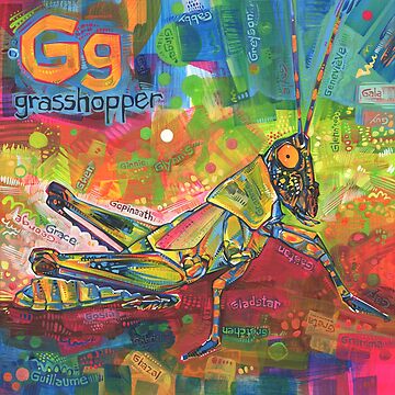 Artwork thumbnail, G Is for Grasshopper - 2020 by gwennpaints