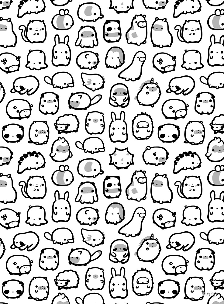 Mini Animals Pattern Black and White by mohu