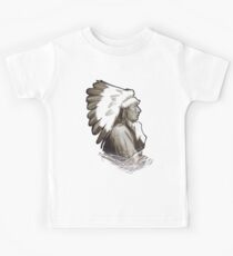 Native Amerivan chief digital painting Kids Tee