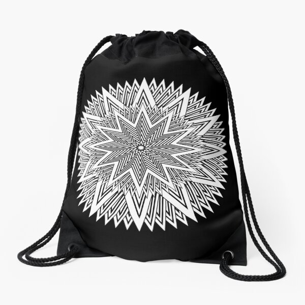 Monochrome Mandala Drawstring Bag