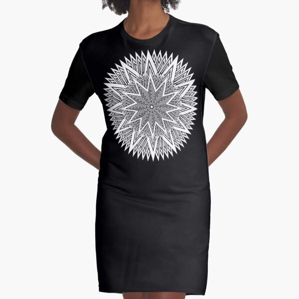 Monochrome Mandala Graphic T-Shirt Dress