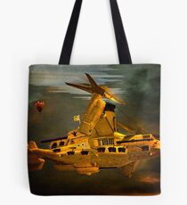 "The Osprey" - A Golden Steam Powered Flying Gunship Tote Bag