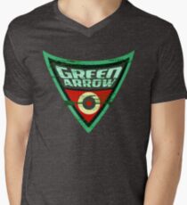 Grünes Pfeil-Logo T-Shirt mit V-Ausschnitt für Männer
