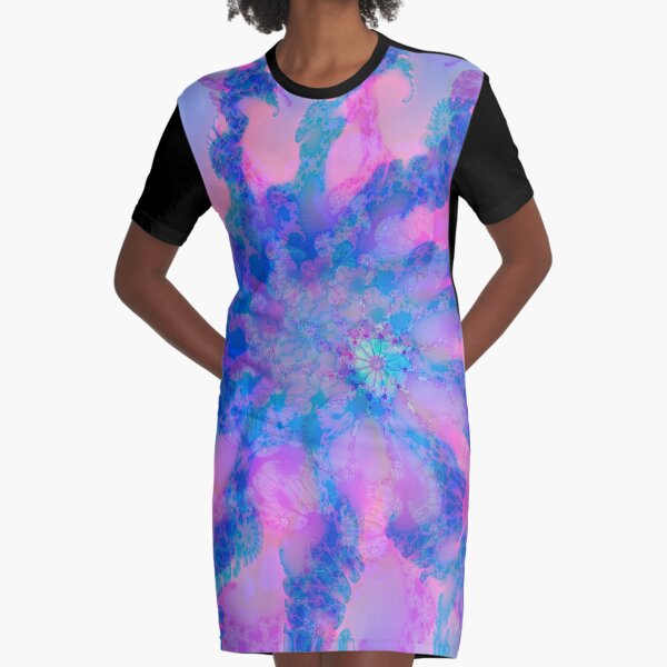 Fractalize storm clouds of flower petals Graphic T-Shirt Dress