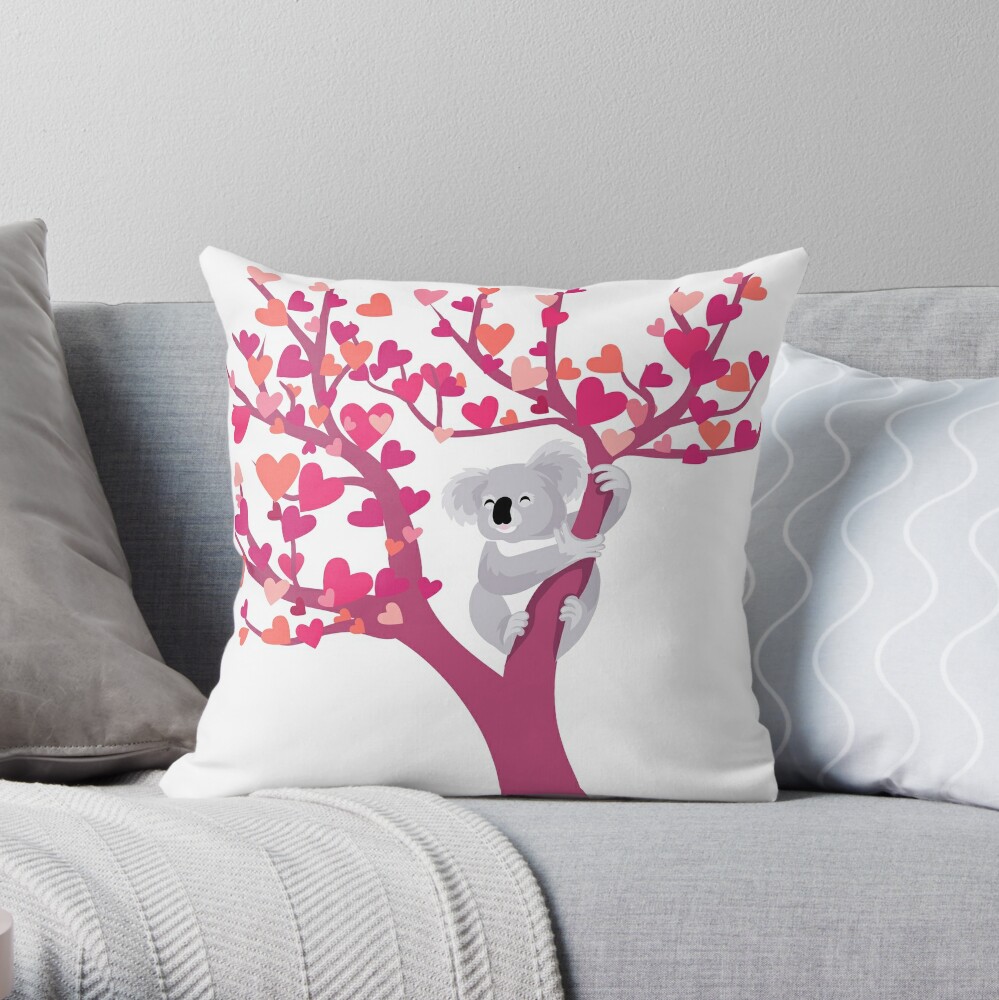 Love Koala In Tree Throw Pillow By Pepomintnarwhal Redbubble