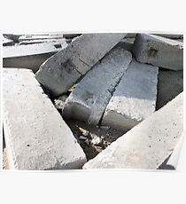 Large concrete building blocks closeup Poster