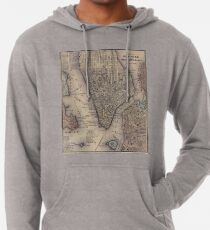 Sudadera con capucha ligera Vintage NYC and Brooklyn Map (1847)