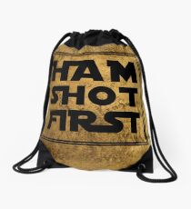 Mochila de cuerdas Ham Shot First - Gold Background