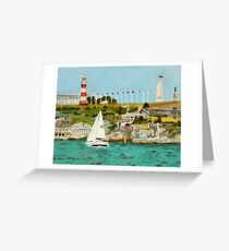 Plymouth Sound and Lighthouse Greeting Card