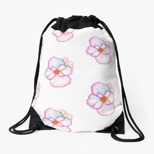 Pink Pansy Drawstring Bag