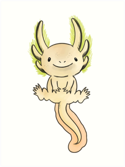 "Golden Axolotl- Watercolor Vector" Art Print by ksavasta ...