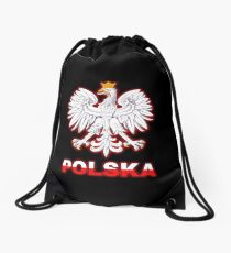 Polska - Polish Coat of Arms - White Eagle Drawstring Bag