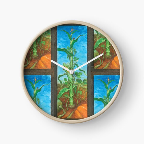 Three Sisters: Corn, Beans & Squash painting Clock