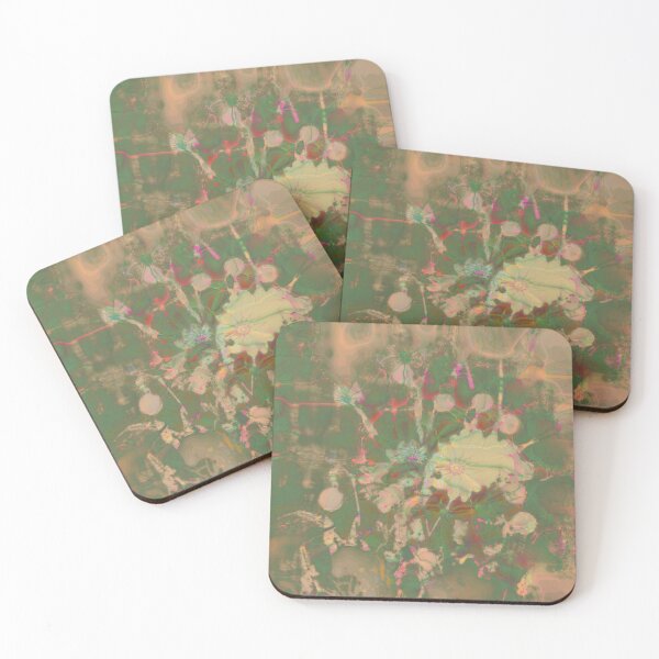Fractalized floral abstraction Coasters (Set of 4)