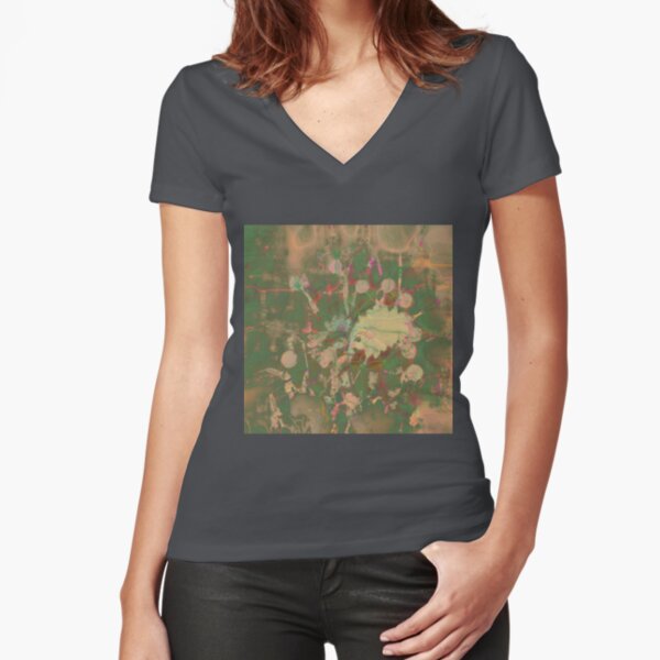 Fractalized floral abstraction Fitted V-Neck T-Shirt