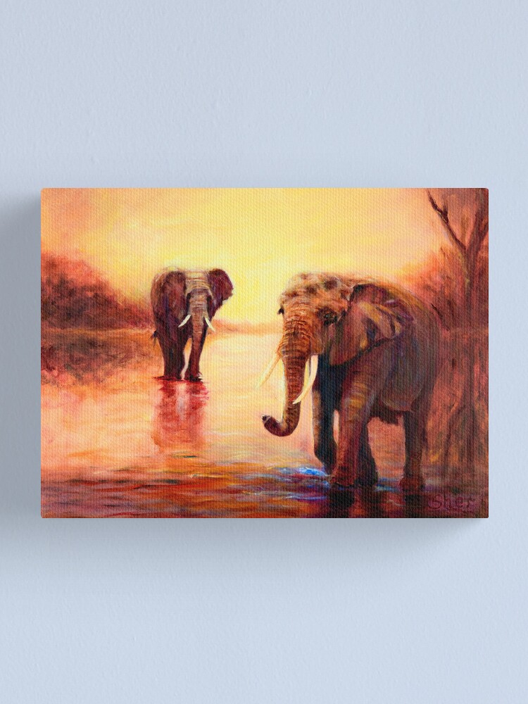 Alternate view of African Elephants at Sunset Canvas Print