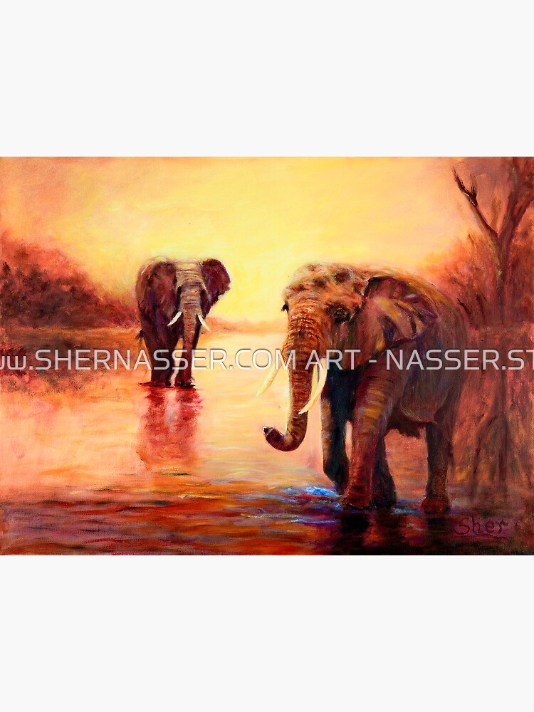 African Elephants at Sunset by shernasser