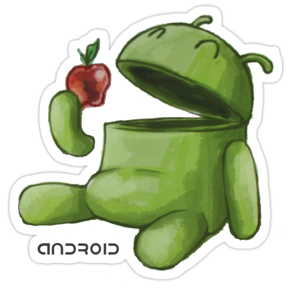 android eating apple shirt