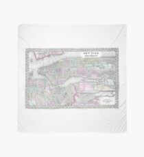 Pañuelo Vintage Map of NYC and brooklyn (1867)