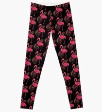 Flamingo Pattern - Black Leggings