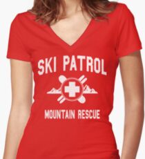 Ski Patrol & Mountain Rescue (vintage look) Women's Fitted V-Neck T-Shirt