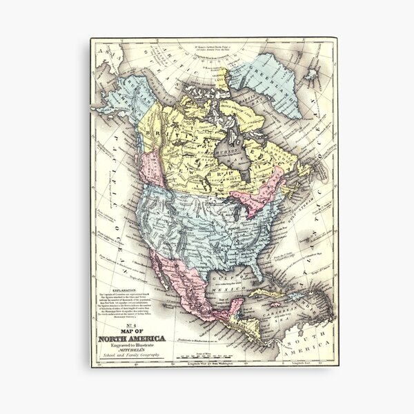 Old World Map of North America Canvas Print