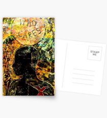"Who Cares" Collagraph Print Postcards