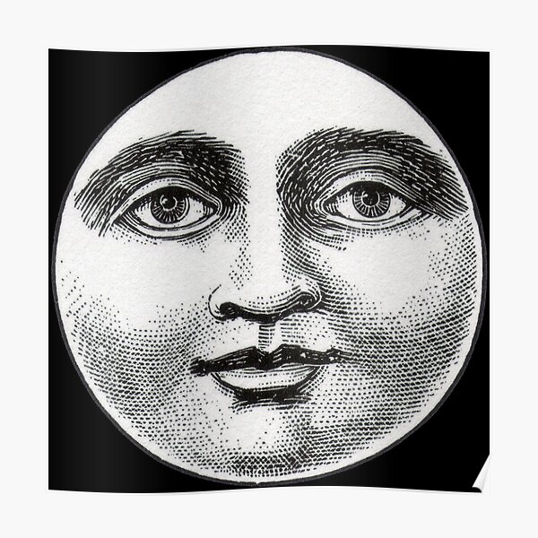 Full Moon Face Posters Redbubble