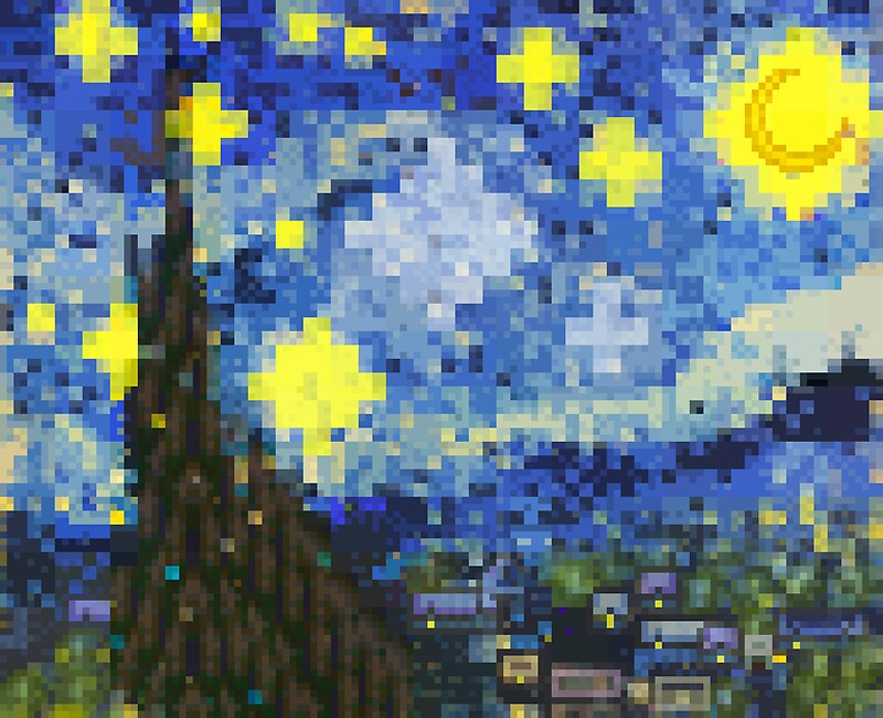 "8-bit Starry Night" by brotherbrain | Redbubble