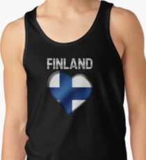 Finland - Finnish Flag Heart & Text - Metallic Tank Top