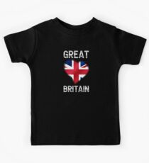 Great Britain - British Flag Heart & Text - Metallic Kids Tee