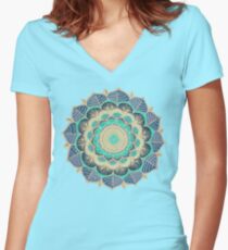 Midnight Bloom Women's Fitted V-Neck T-Shirt