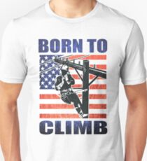 american power lineman electrician repairman pole retro Unisex T-Shirt