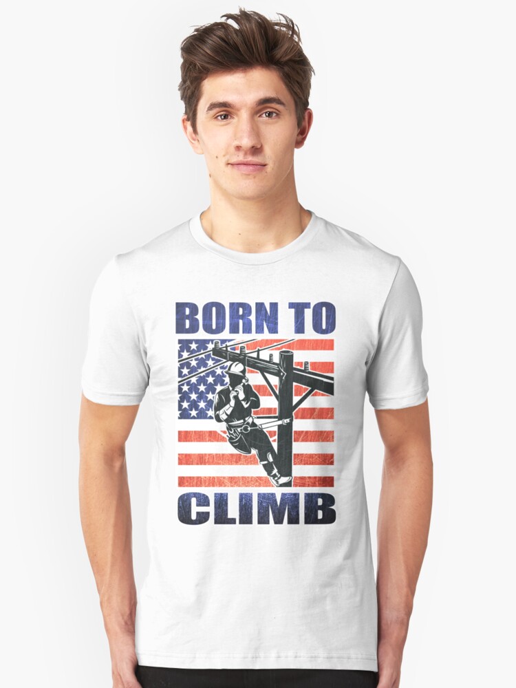 "american power lineman electrician repairman pole retro" Unisex T