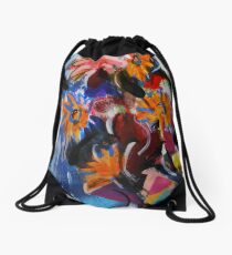 Falling Flowers in Water Fall - painting by Jenny Meehan Drawstring Bag