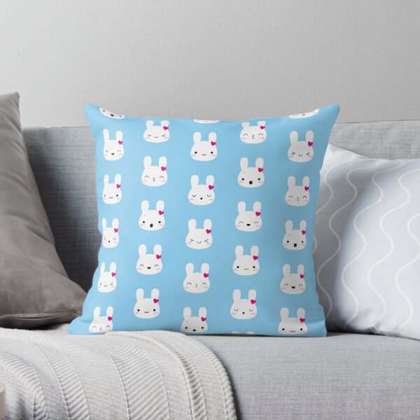 Kawaii Bunny Emotions Throw Pillow