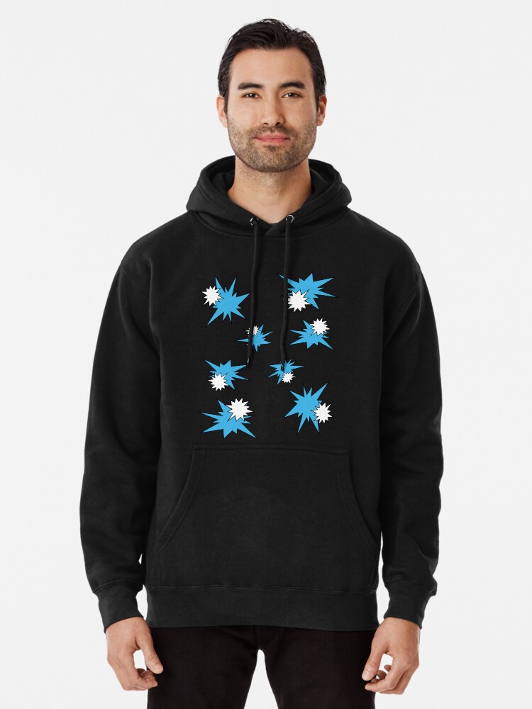 blue sweatshirt with white stars